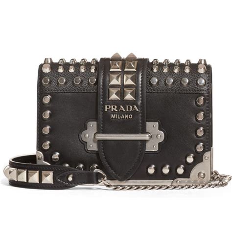 prada leather cahier bag|Prada cahier studded bag.